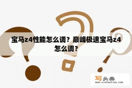 宝马z4性能怎么调？巅峰极速宝马z4怎么调？