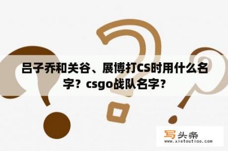 吕子乔和关谷、展博打CS时用什么名字？csgo战队名字？