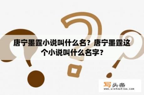 唐宁墨霆小说叫什么名？唐宁墨霆这个小说叫什么名字？