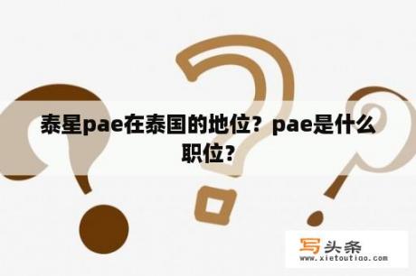 泰星pae在泰国的地位？pae是什么职位？