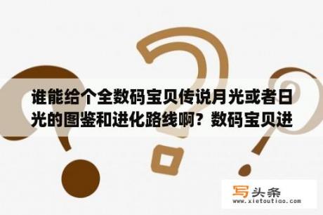 谁能给个全数码宝贝传说月光或者日光的图鉴和进化路线啊？数码宝贝进化路线？