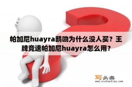 帕加尼huayra鸱吻为什么没人买？王牌竞速帕加尼huayra怎么用？