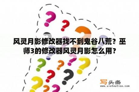 风灵月影修改器找不到鬼谷八荒？巫师3的修改器风灵月影怎么用？