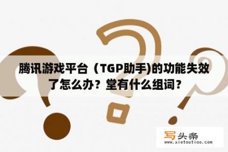 腾讯游戏平台（TGP助手)的功能失效了怎么办？堂有什么组词？