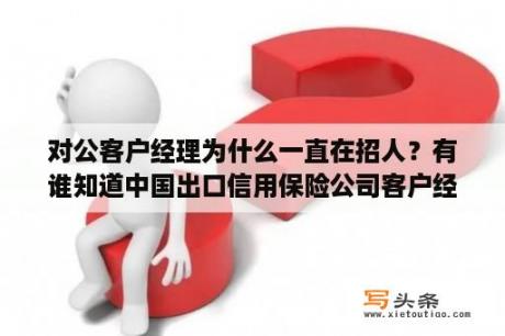 对公客户经理为什么一直在招人？有谁知道中国出口信用保险公司客户经理的待遇怎么样？他们的社会招聘是正式员工吗？希望大侠们帮助解答？