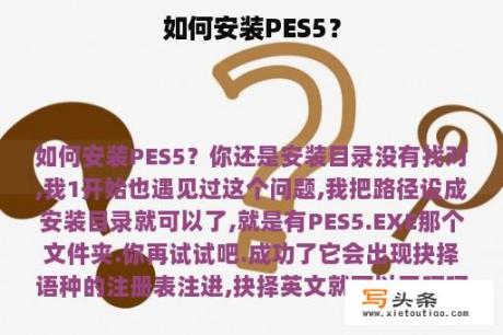 如何安装PES5？