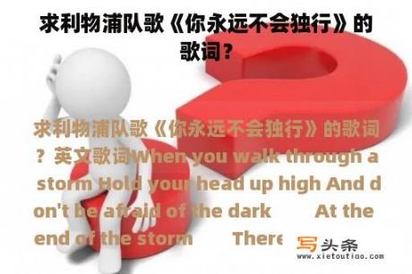 求利物浦队歌《你永远不会独行》的歌词？