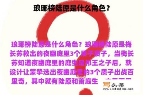 琅琊榜陆原是什么角色？