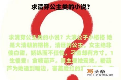 求清穿公主类的小说？