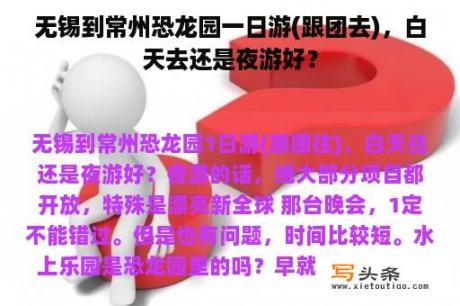 无锡到常州恐龙园一日游(跟团去)，白天去还是夜游好？