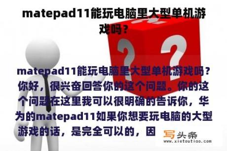 matepad11能玩电脑里大型单机游戏吗？