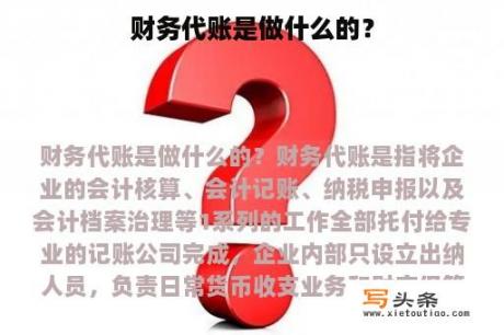 财务代账是做什么的？