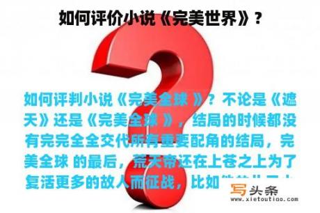 如何评价小说《完美世界》？