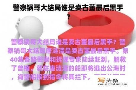 警察锅哥大结局谁是卖古董最后黑手？