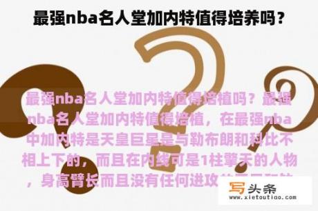 最强nba名人堂加内特值得培养吗？