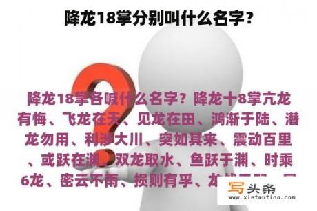 降龙18掌分别叫什么名字？