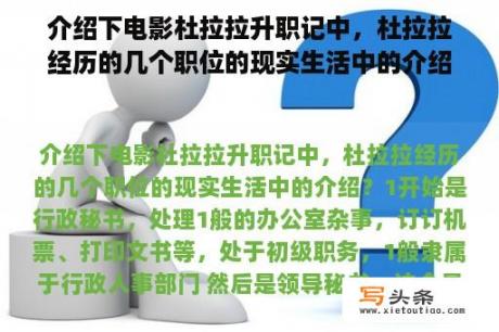 介绍下电影杜拉拉升职记中，杜拉拉经历的几个职位的现实生活中的介绍？