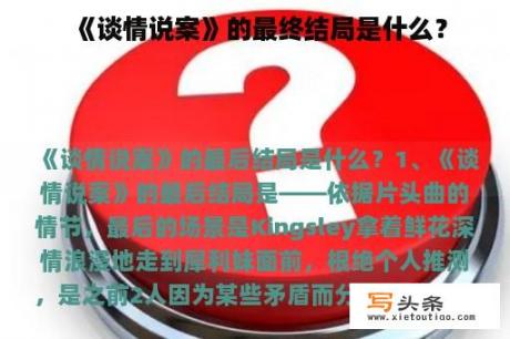 《谈情说案》的最终结局是什么？