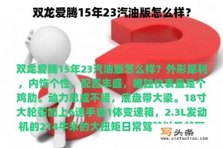 双龙爱腾15年23汽油版怎么样？