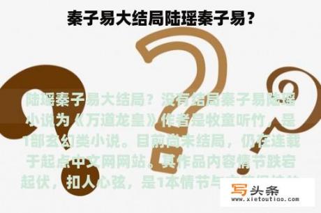 秦子易大结局陆瑶秦子易？