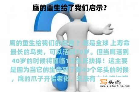 鹰的重生给了我们启示？