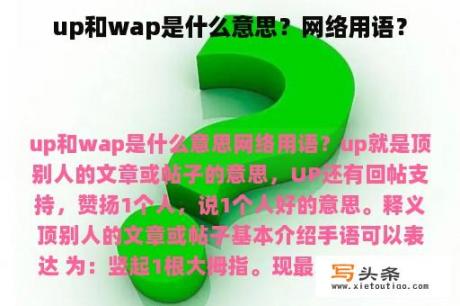 up和wap是什么意思？网络用语？