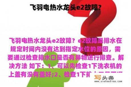 飞羽电热水龙头e2故障？