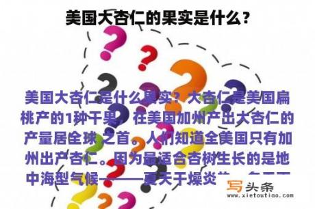 美国大杏仁的果实是什么？