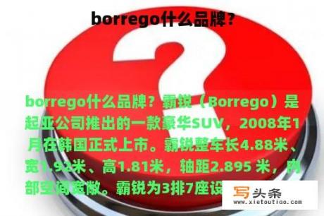 borrego什么品牌？