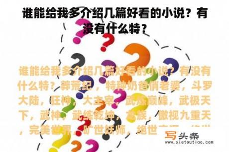 谁能给我多介绍几篇好看的小说？有没有什么特？