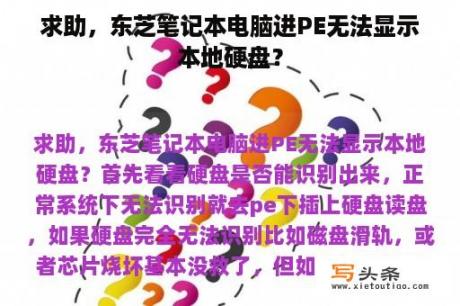 求助，东芝笔记本电脑进PE无法显示本地硬盘？