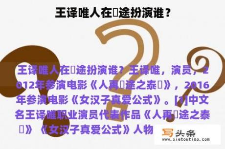 王译唯人在囧途扮演谁？