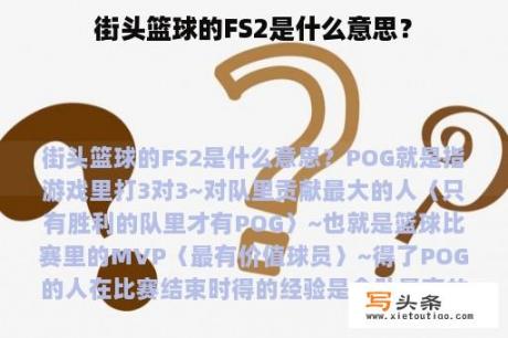 街头篮球的FS2是什么意思？