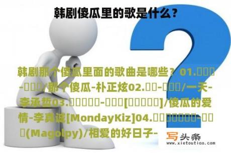 韩剧傻瓜里的歌是什么？