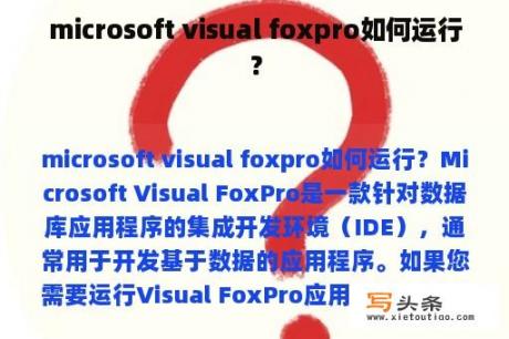 microsoft visual foxpro如何运行？