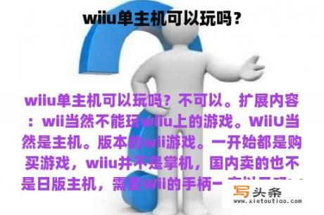 wiiu单主机可以玩吗？