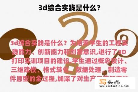 3d综合实践是什么？