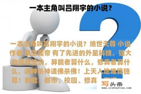 一本主角叫吕翔宇的小说？