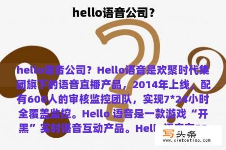 hello语音公司？