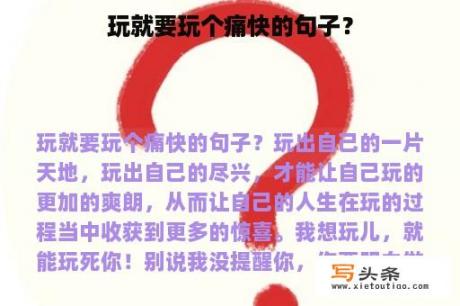 玩就要玩个痛快的句子？