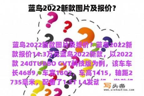 蓝鸟2022新款图片及报价？