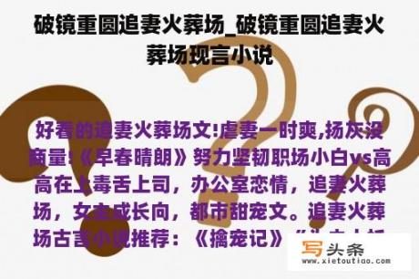 破镜重圆追妻火葬场_破镜重圆追妻火葬场现言小说