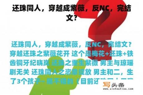 还珠同人，穿越成紫薇，反NC，完结文？