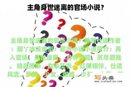 主角身世迷离的官场小说？