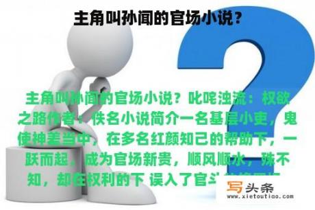 主角叫孙闻的官场小说？