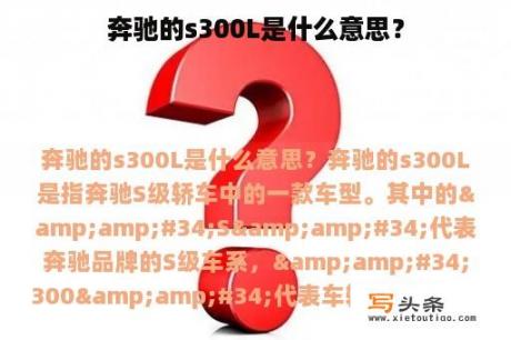 奔驰的s300L是什么意思？