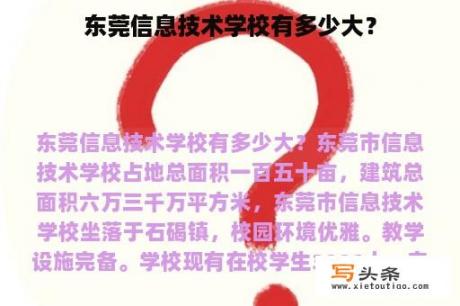 东莞信息技术学校有多少大？