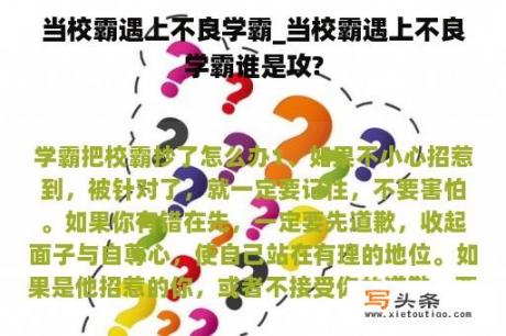 当校霸遇上不良学霸_当校霸遇上不良学霸谁是攻?