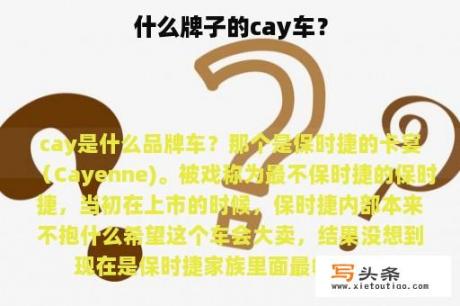 什么牌子的cay车？