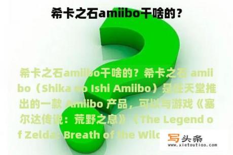 希卡之石amiibo干啥的？